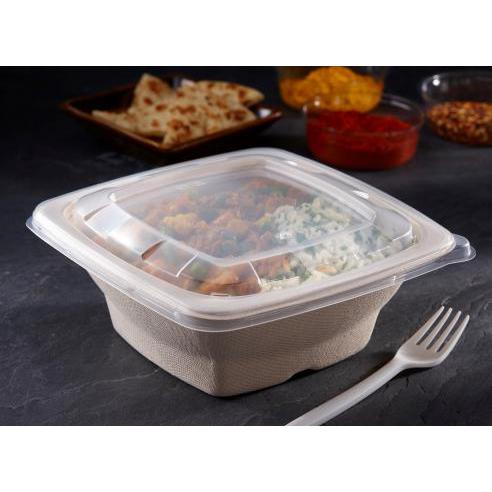 Sabert - Clear PP Lid for 24, 28, 32 oz. Square Pulp Bowls, 300/cs - 51932F300