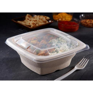 Sabert - Clear PP Lid for 24, 28, 32 oz. Square Pulp Bowls, 300/cs - 51932F300