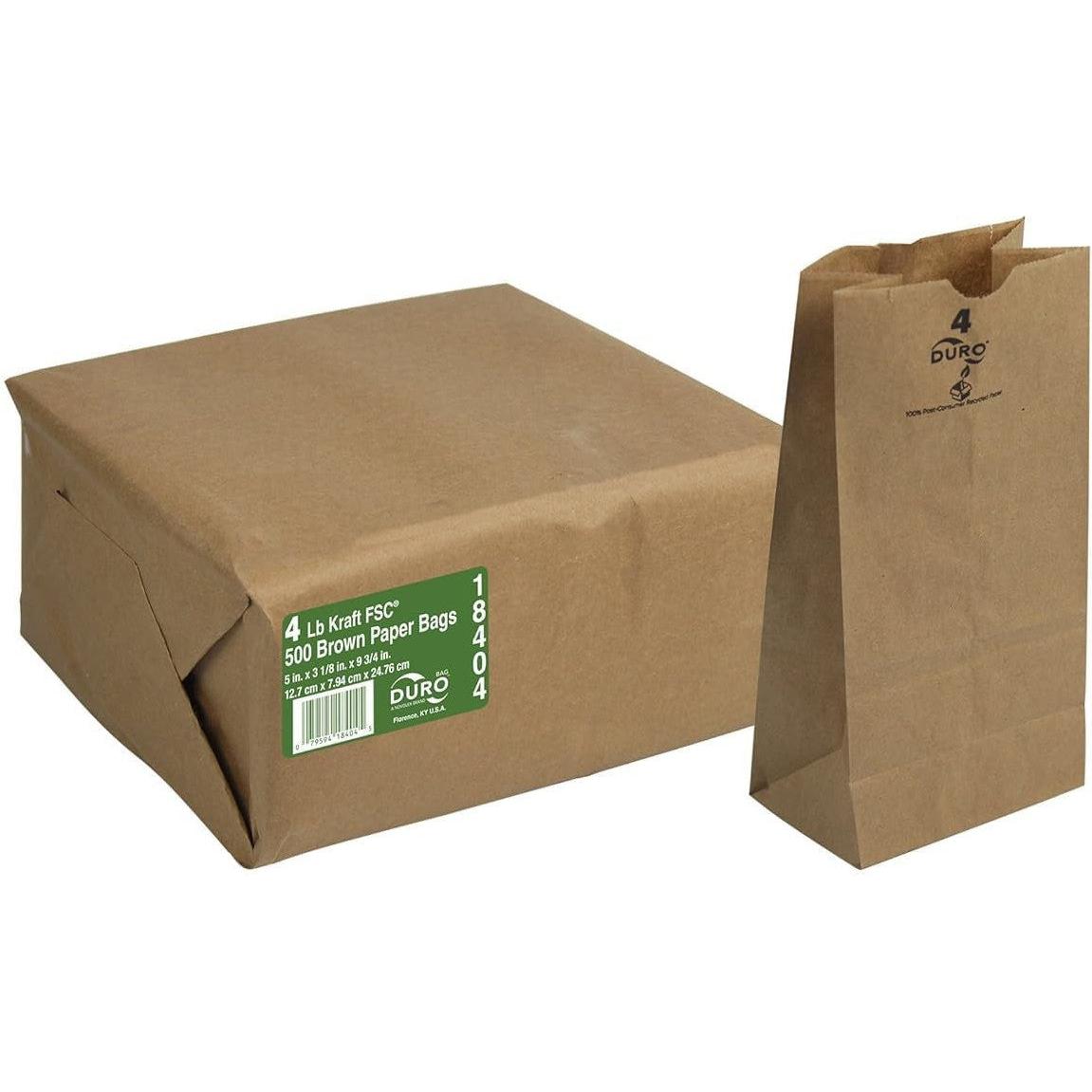 Duro - #4 Brown Paper Grocery Bags, 500/Bn - 18404