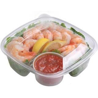 Sabert - 32 Oz Clear Square Container with 4.5 Oz Dip Cup Compartment and Clear Flat Lid, 150/cs - C18132B150
