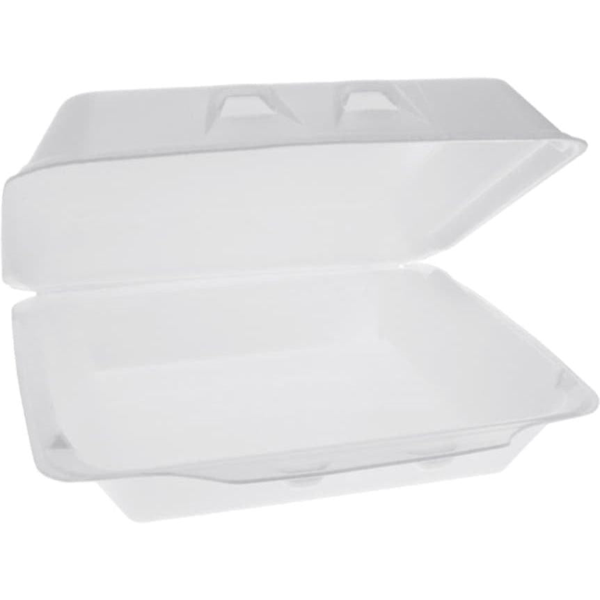 Pactiv Evergreen - 9.5" x 10.5" x 3.25", White Foam XLarge Hinged-Lid Takeout Container Smartlock, 250 Per Case - YHLW10010000