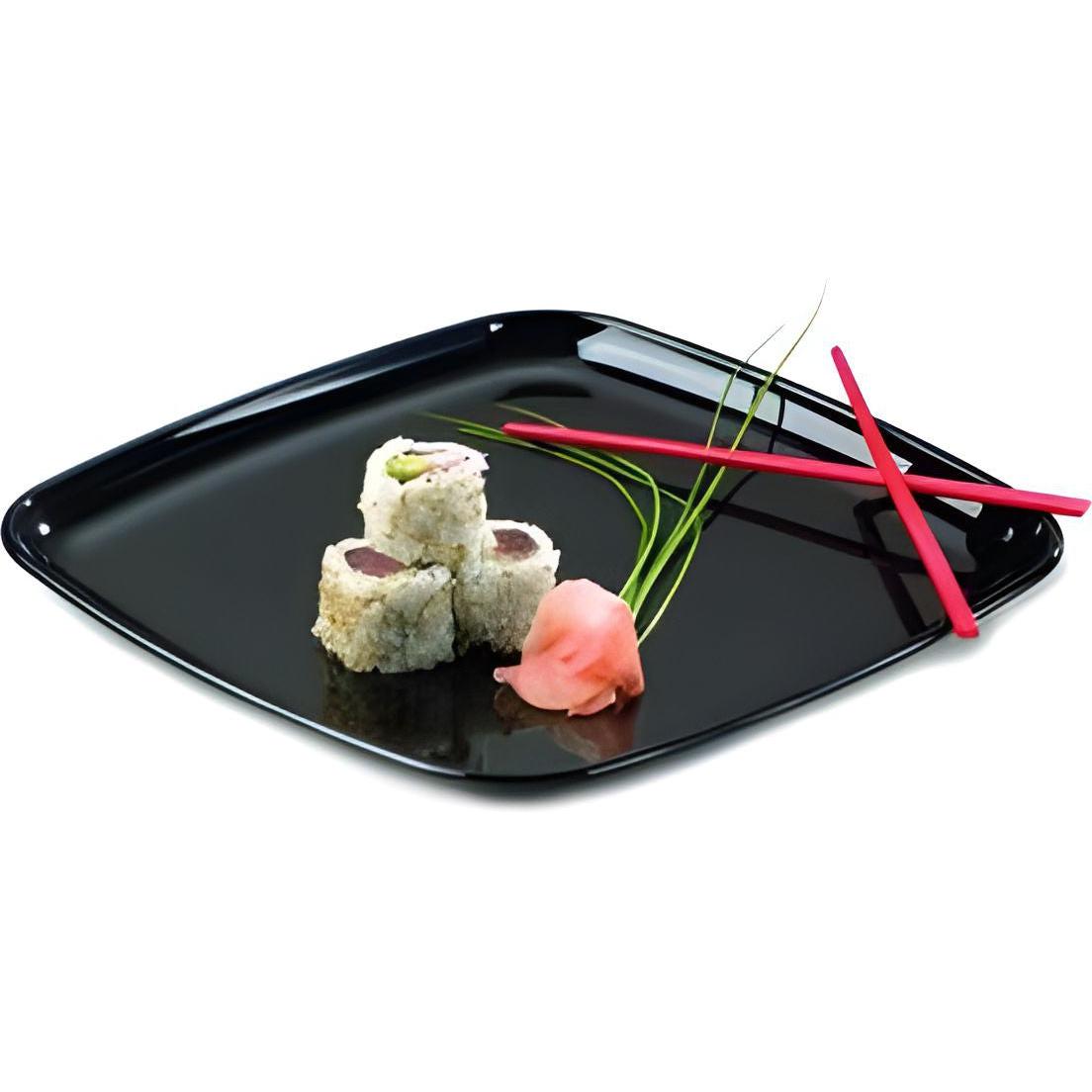 Sabert - Mozaïk 12" Black Square Platter with Clear Dome Lid, 25/Cs - C9312