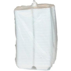 Pactiv Evergreen - 8.8 x 5.5 x 3" White, PS Foam SmartLock® Hinged Lid Container, 220/cs - YHLW01880000