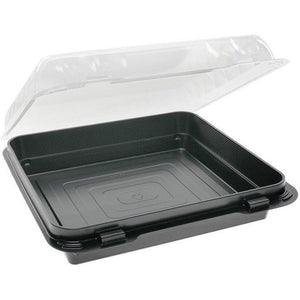 Pactiv Evergreen - 36 Oz 8" X 8" Dual Color SmartLock® Hinged Lid Snack Box Container, Black/Clear, 135 Count - YEH896170000