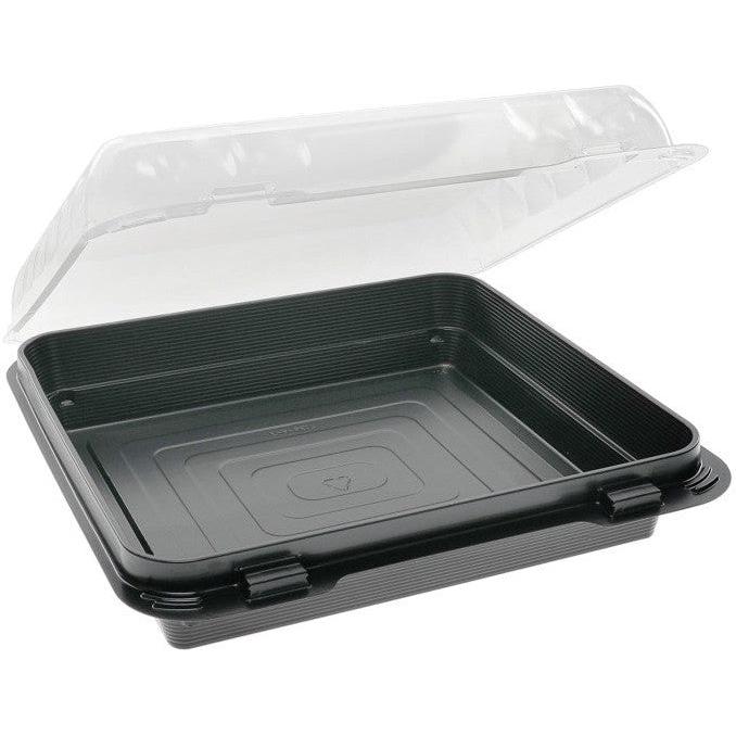 Pactiv Evergreen - 36 Oz 8" X 8" Dual Color SmartLock® Hinged Lid Snack Box Container, Black/Clear, 135 Count - YEH896170000