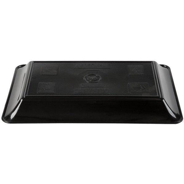Fineline Settings - 10" x 14" Black Rectangular Plastic Cater Tray, 25/cs - RC472BK