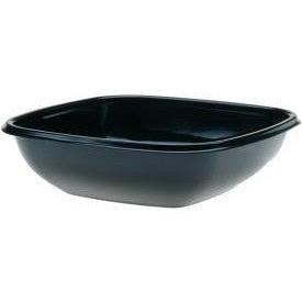 Sabert - 32 Oz Black Large Square Bowl with Clear Dome Lid, 75/Cs - 99032B75