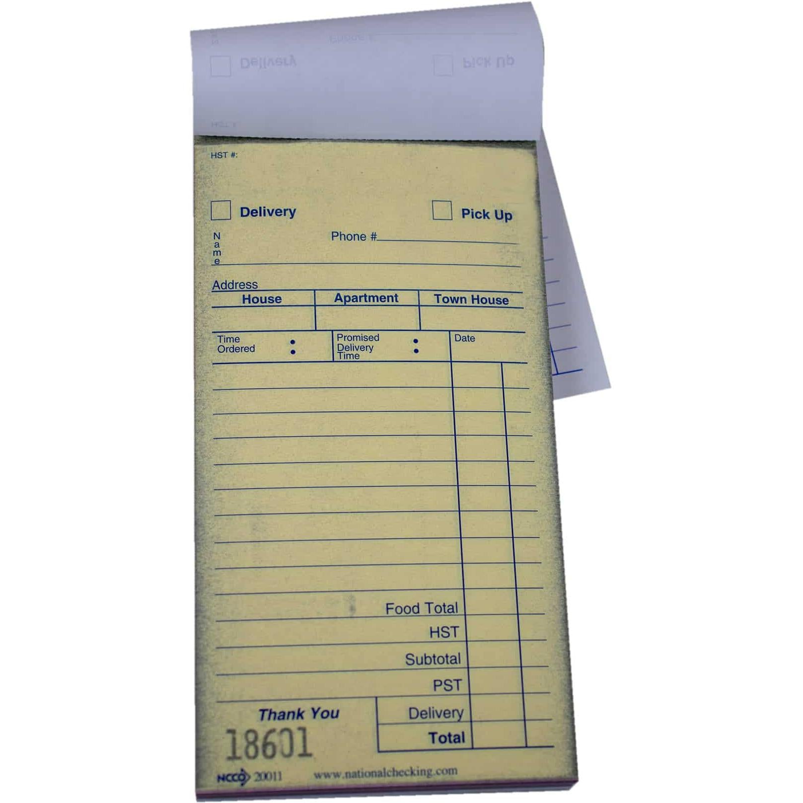 NCCO International - 3.5" x 6.75", 3-Part Medium Carbonless Guest Check, 10/Pk - 20011
