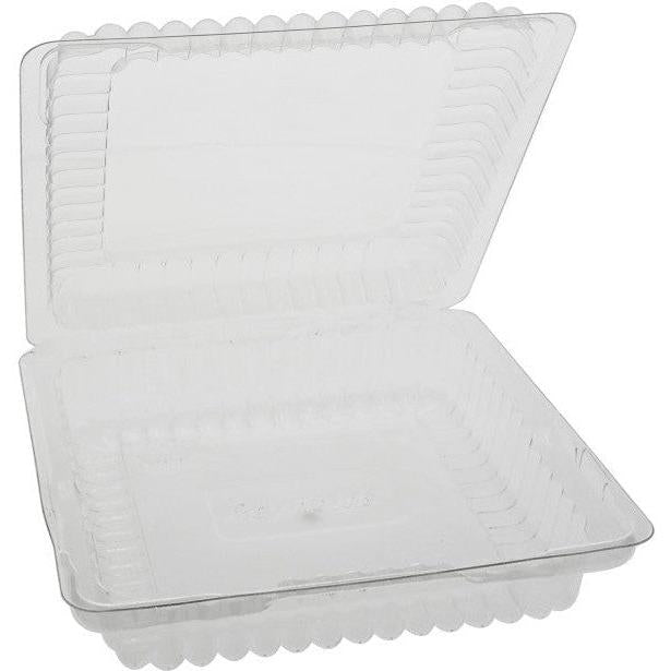 Pactiv Evergreen - 6 x 6 x 1.875" General Hinged Bakery Container with Button - TV0200NP
