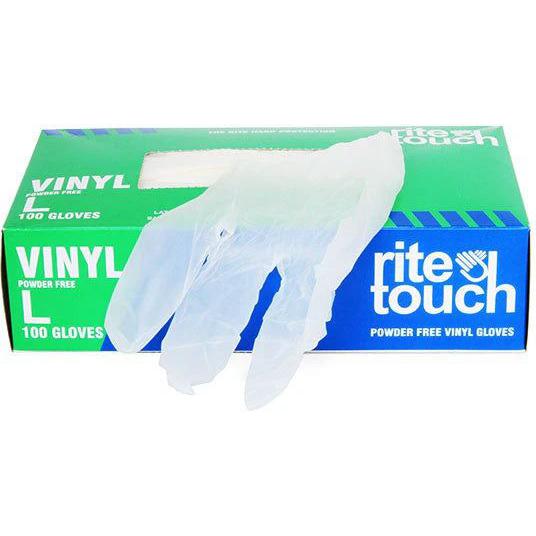 RiteTouch - Clear Large PF Vinyl Gloves, 100/bx, 10bx/cs - GVP100L