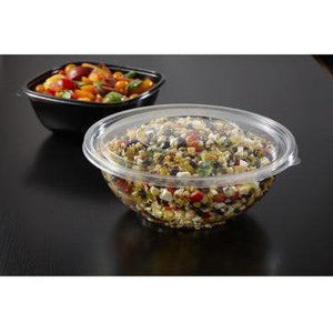 Sabert - Clear Large Flat Lid for 24, 32, 48 Oz Round Bowls, 100/cs - 51048A100