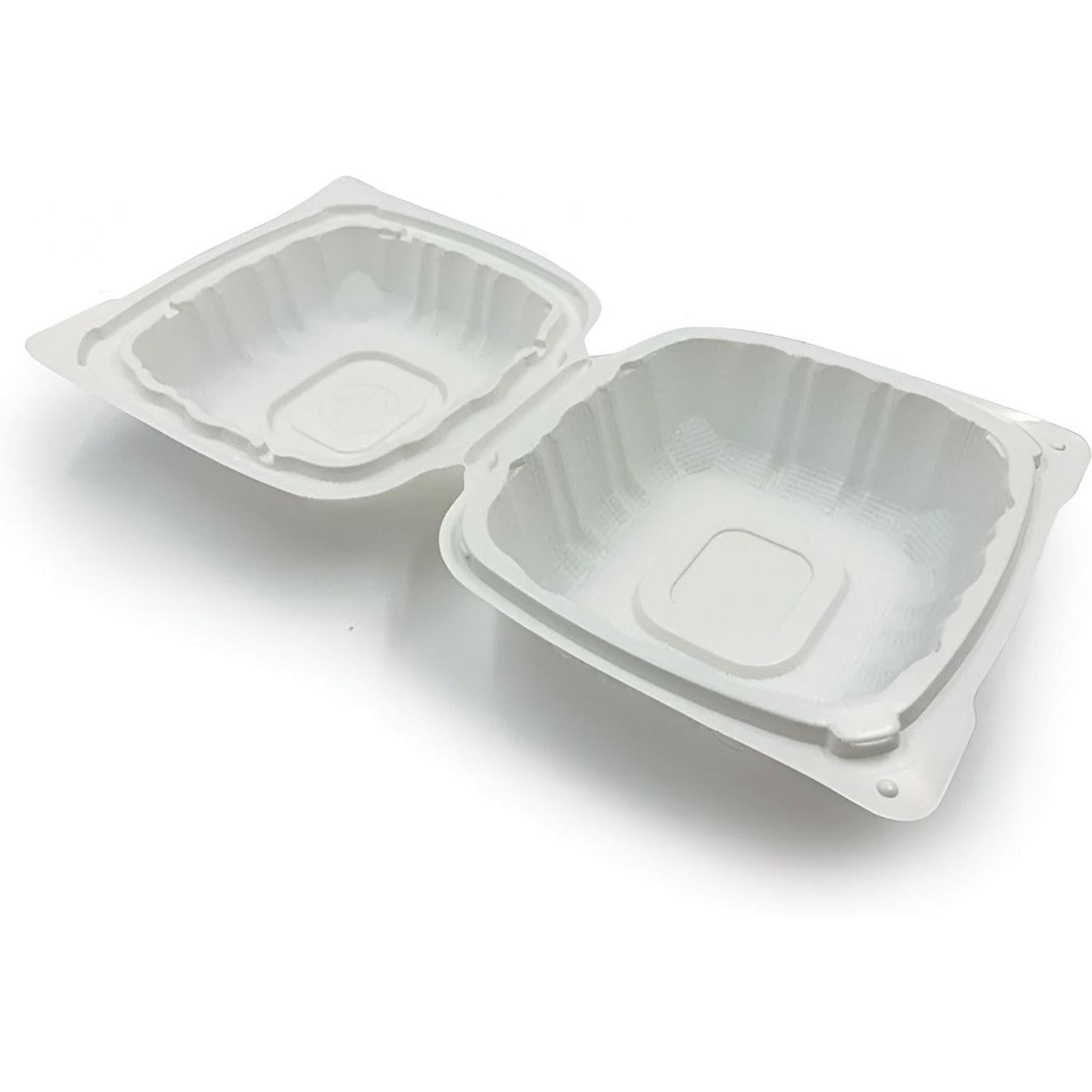 RitePak - 6" X 6" MFPP White Hinged Microwavable Container, 400/Cs - PH601