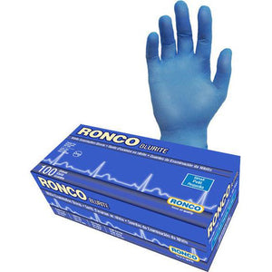 RONCO - Medium Blue Nitrile Powder-Free Blurite Gloves, 100/bx - 979