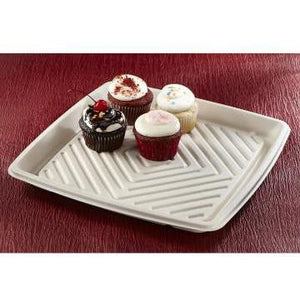 Sabert - 14" Pulp Square Platter, 25/Cs - 49114F025N
