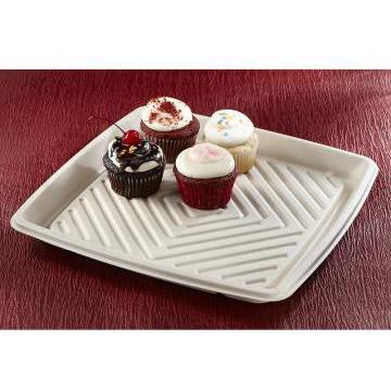 Sabert - 14" Pulp Square Platter, 25/Cs - 49114F025N