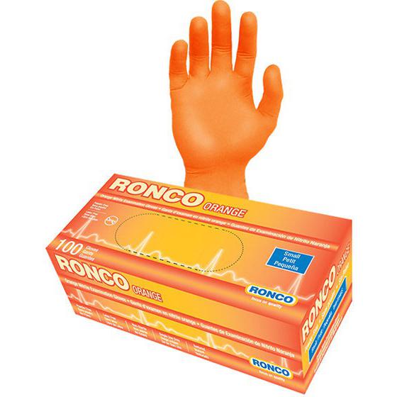 RONCO - Small Orange Nitrile Powder-Free Examination Gloves - 948S