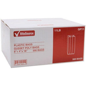 RiteSource - 8" + 4" x 18" Clear 11 lb Poly Bags, 500/bx - GP11