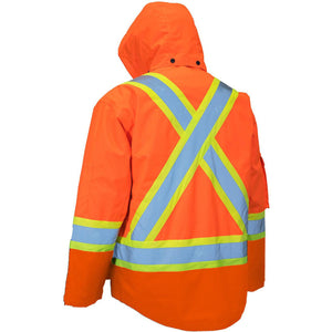 Forcefield - Hi Visibility 4 in 1 Medium Orange Winter Hooded Parka/Jacket, With Jacket and Vest - 024-EN705ROR-M