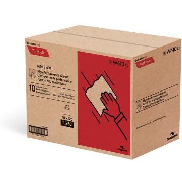 Cascades Tissue Group - 9.75" x 16.75" Tuff Job High Performance Pop-Up Wipers, 10bx/cs - W610