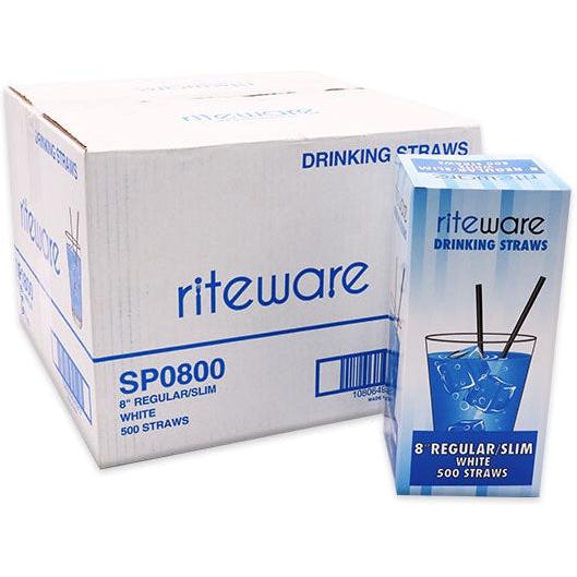 RiteWare - 8 Inch White Milkshake Straws, 250 Per Box - SP0810