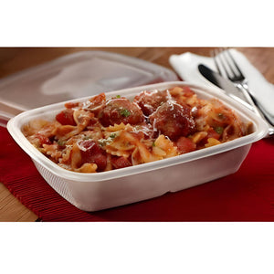 Sabert - 28 Oz Pulp Rectangle PLA Laminated Container, 150/Cs - 48632D150