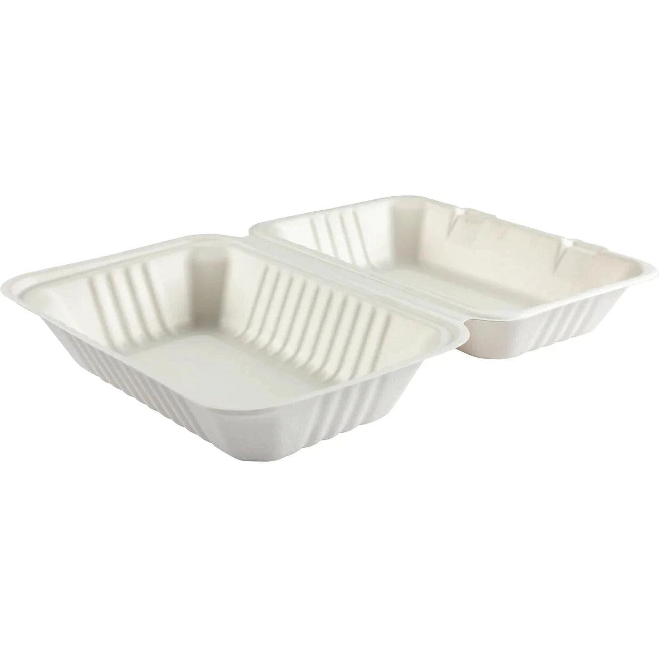 Hy-Pax - 9" X 6" 3" Bagasse Hinged Container, 200/Cs - HP-BAG-9CLM6-C