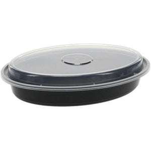 Pactiv Evergreen - VERSAtainer Oval 8 Oz Black Base with Clear Dome Microwavable Takeout Container And Lid Combo, 150/Cs - OC08B
