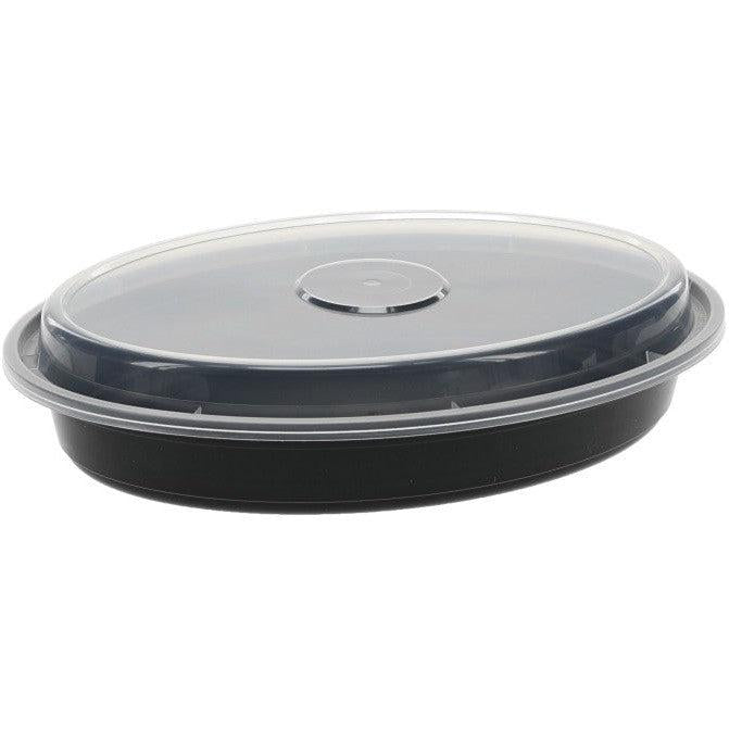 Pactiv Evergreen - VERSAtainer Oval 8 Oz Black Base with Clear Dome Microwavable Takeout Container And Lid Combo, 150/Cs - OC08B
