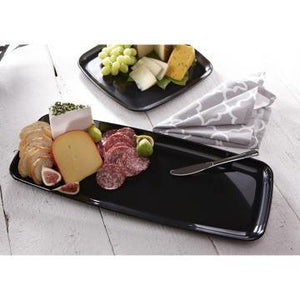 Sabert - Mozaïk 9" x 22" Plastic Black Rectangle Platter, 25/Cs - 9322