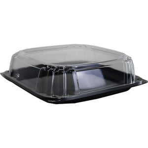 Sabert - 12" UltraStack Black Square Platter with Clear High Dome Lid Combo, 25 Per Case - C9612