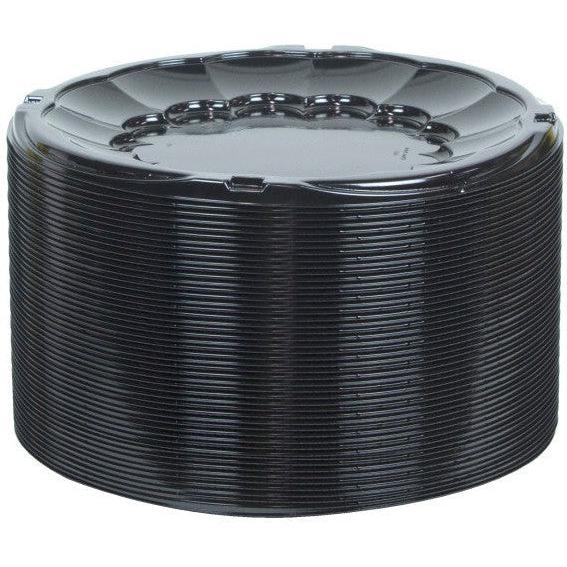 Pactiv Evergreen - 12" Black Plastic Round Catering Tray, 50/Cs - 9812K