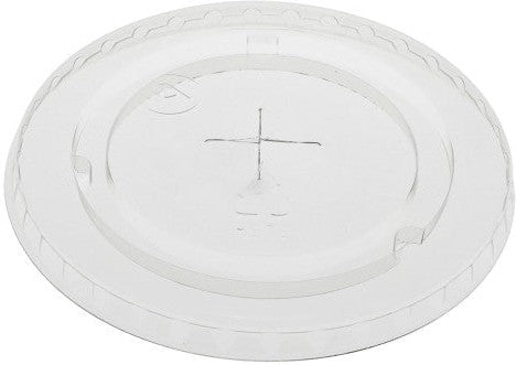 Pactiv Evergreen - Clear, Recycled Plastic Flat Lid with Straw Slot for "A" Size Cold Drink Cups, 1020/cs - YLP20C
