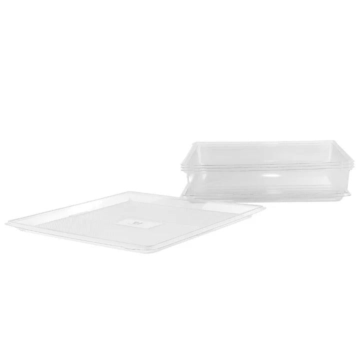 Talthi - 16" x 16" Clear RPET Catering Tray with Lid, Retail Combo, 3 Trays and 3 Lids/Bag  - dt3016161150.50003
