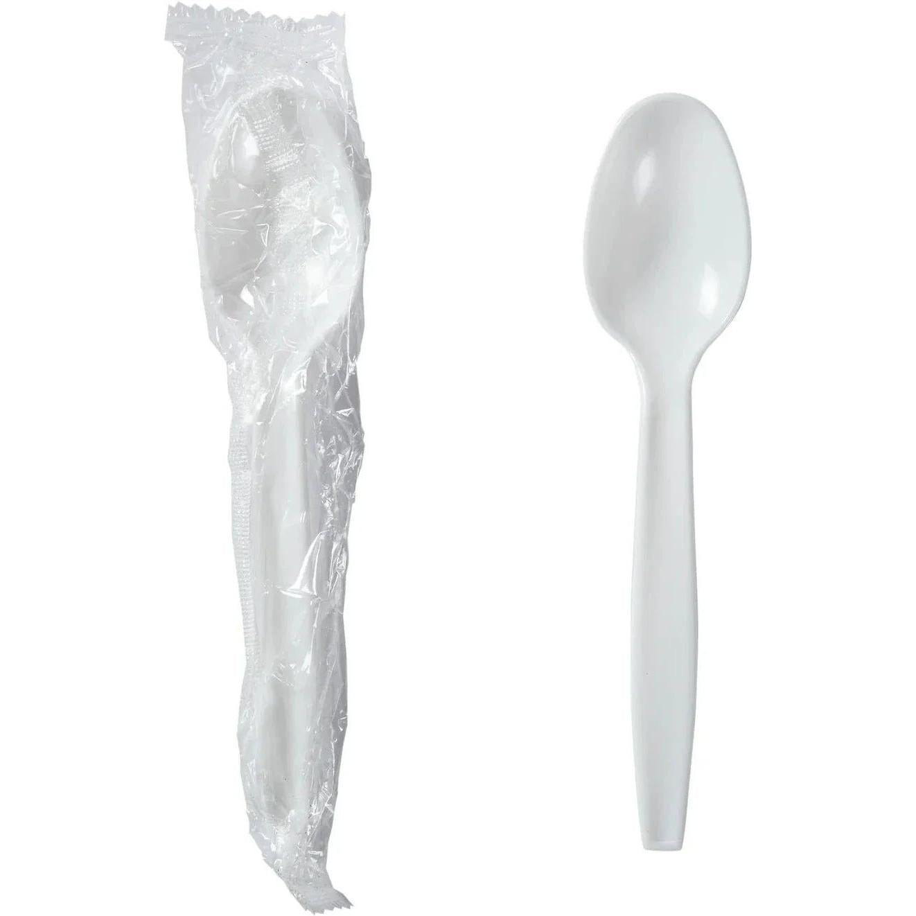 Hy-Stix - White Individually Wrapped Teaspoon, 1000/Cs - HS-IWTPSMW-WT