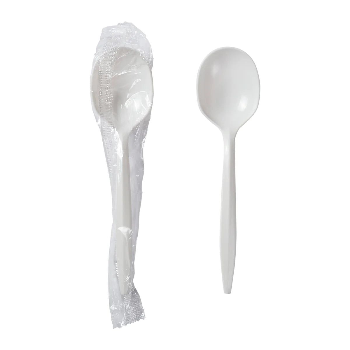 511 Foodservice - Polystyrene Black Heavy Weight Individually Wrapped Soupspoons, 1000/cs - 3102919