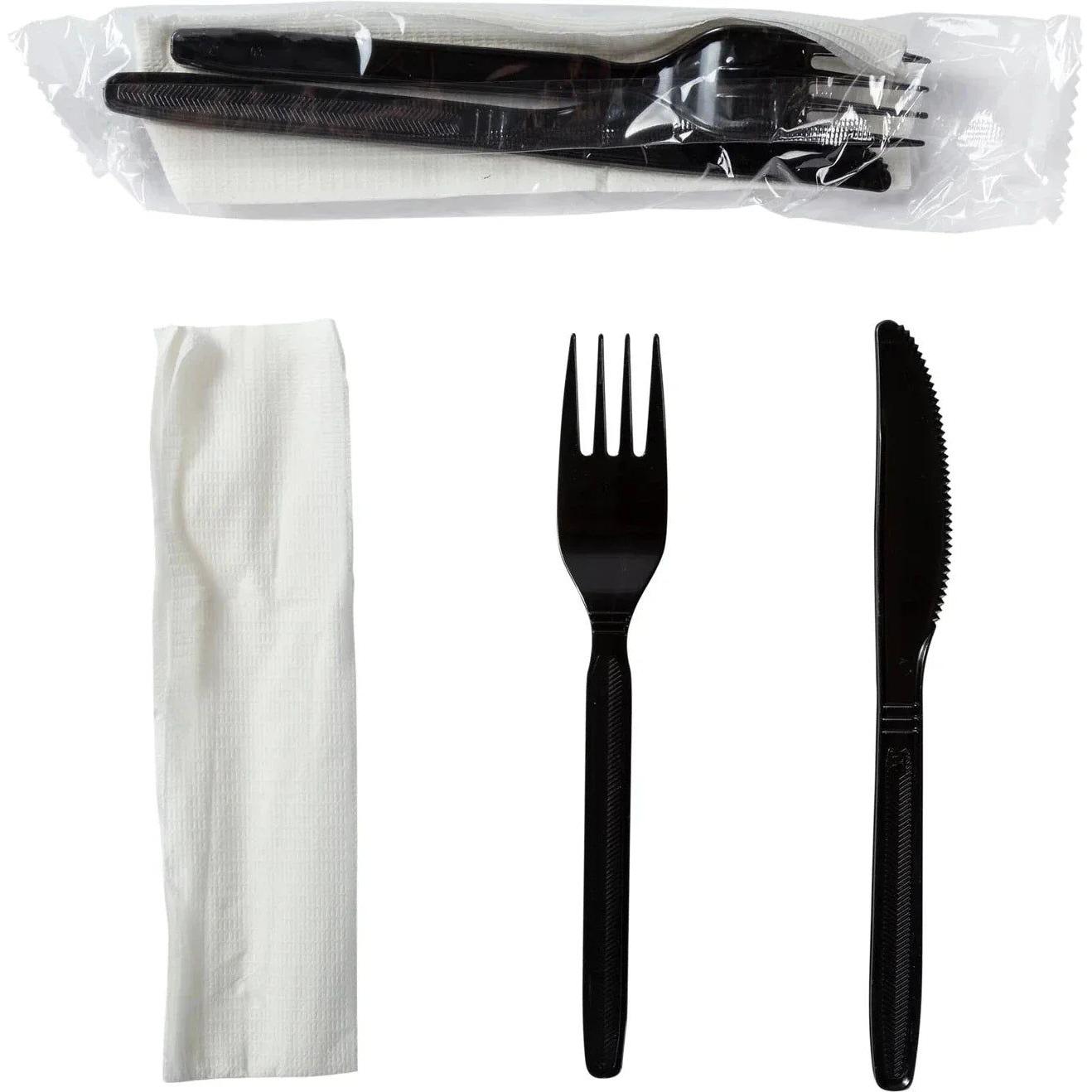 Hy-Stix - 3 In 1 Black Cutlery Kit, 250/Cs - HSMK-31-500