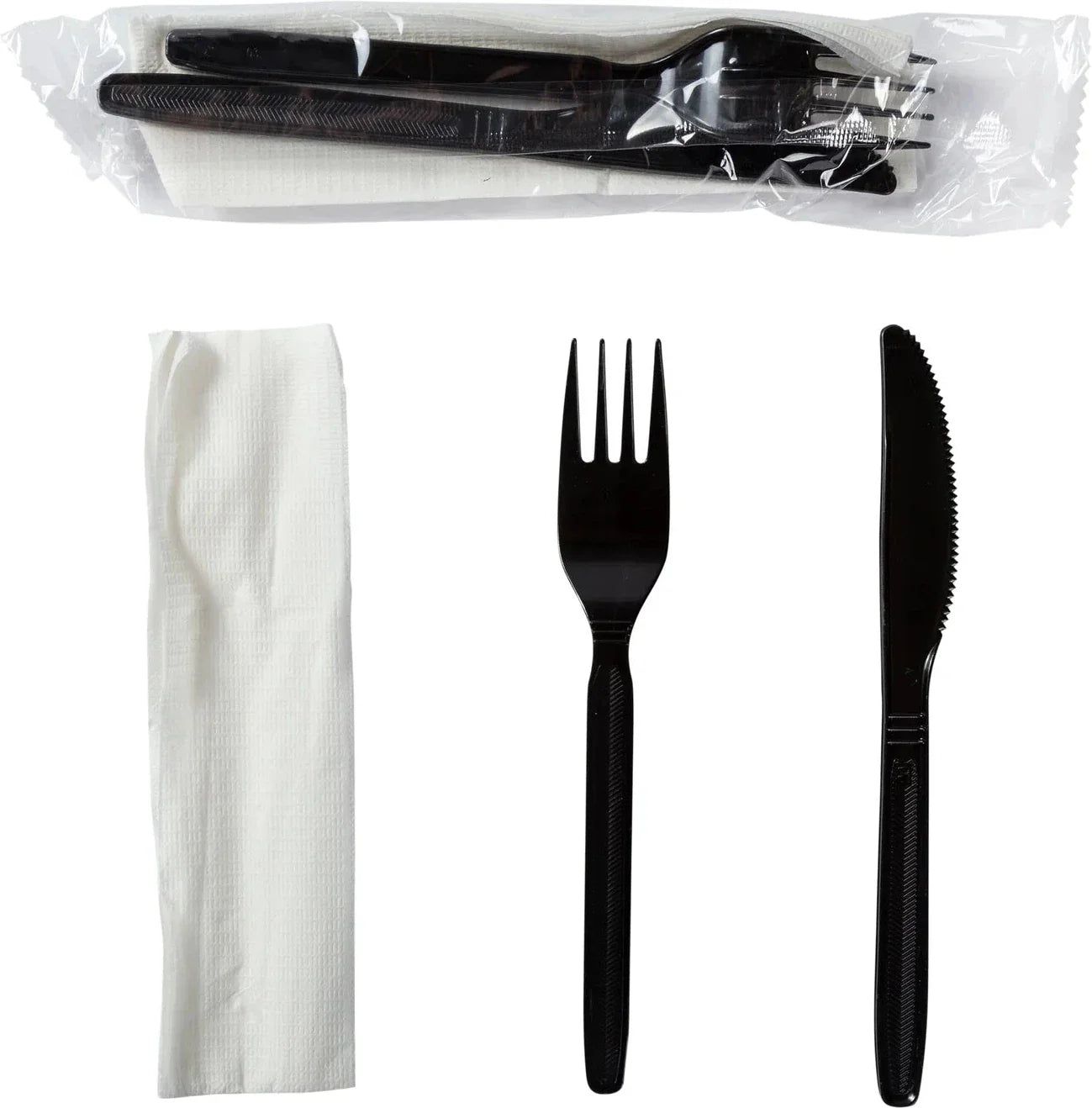 Hy-Stix - 3 In 1 Black Cutlery Kit, 250/Cs - HSMK-31-500