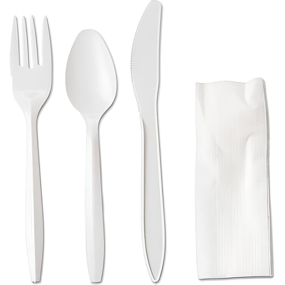 Sanfacon - 4 PC Cutlery Kit of Knife, Fork, Soup Spoon, Napkin, 250/Cs - 826395