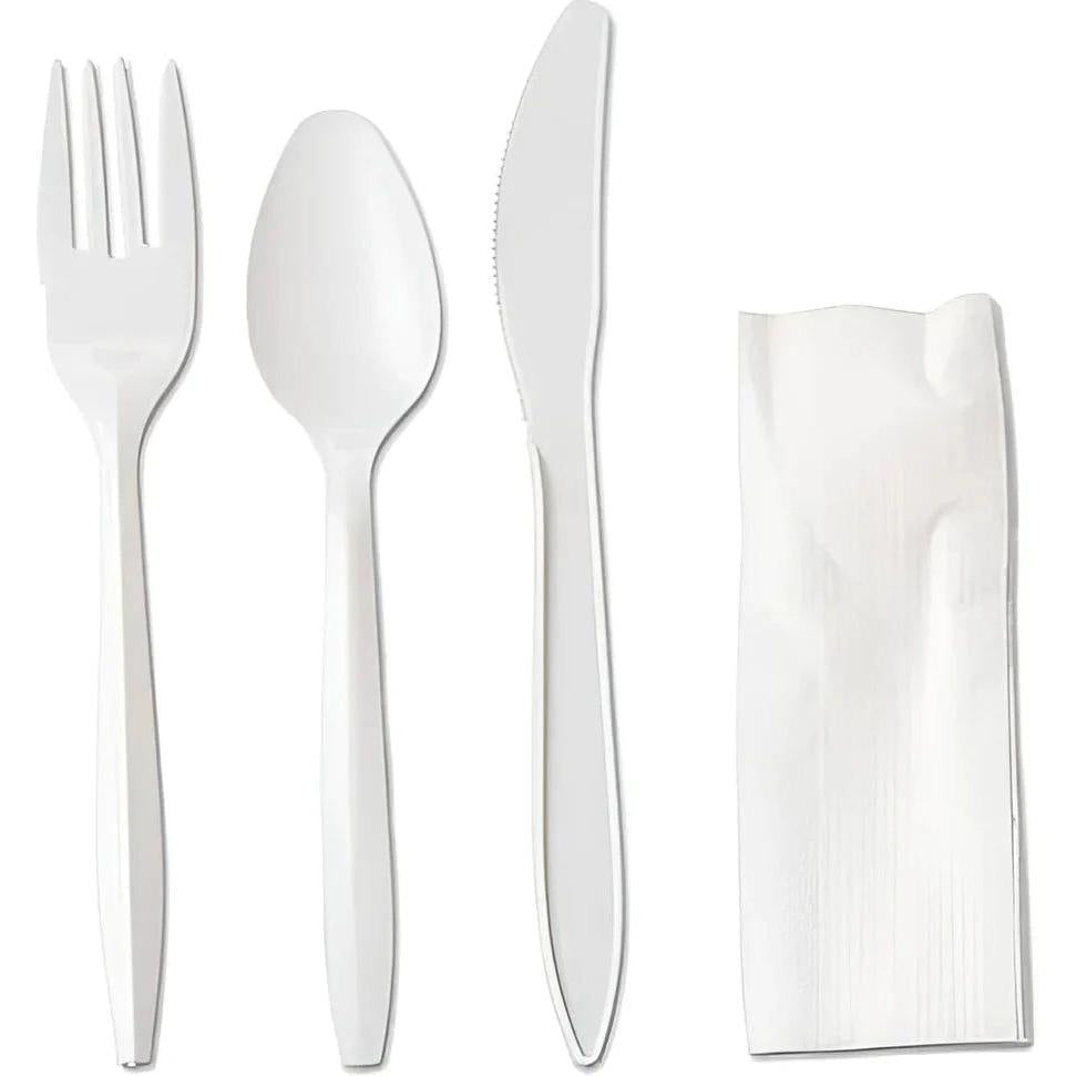 Sanfacon - 4 Pc Cutlery Kit Knife, Fork, Teaspoon, Napkin, 500/Cs - 828376
