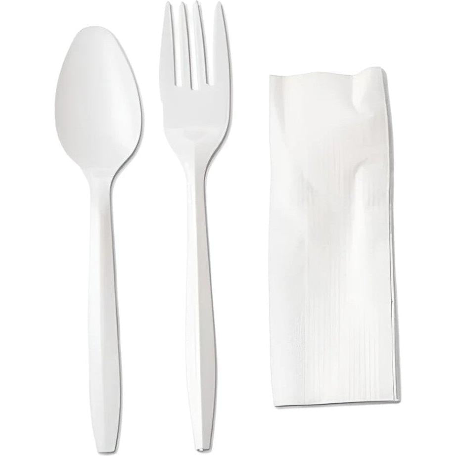 Sanfacon - 3 PC Cutlery Kit Knife, Teaspoon, Napkin, Fork, 500/Cs - 828387 (Special Order Item)