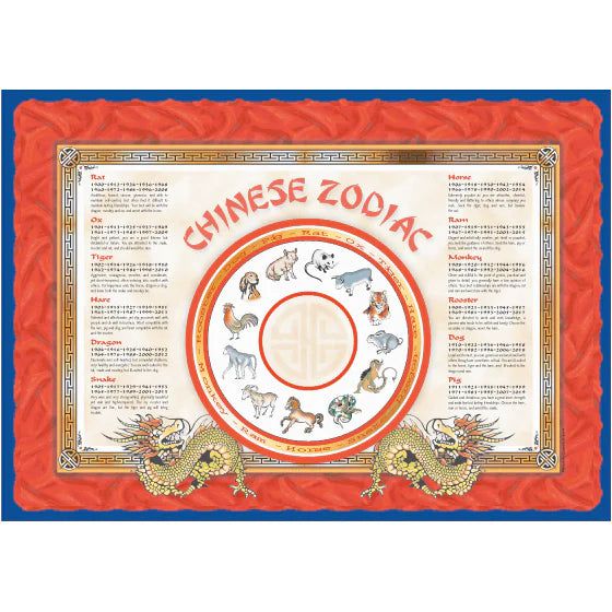 Sanfacon - 9.5" x 13.5" Chinese Red Zodiac Placemats, 1000/Cs - 320665