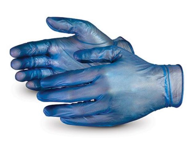 Powder Free Blue Arrow X-Large Vinyl Gloves, 100/Bx - 3437452