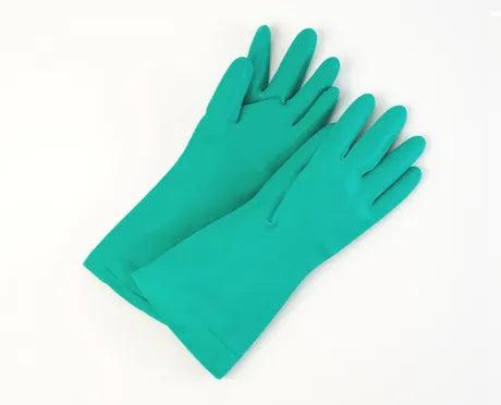 13" 15 mil Green Nitrile Flock Lined Gloves - 35201218307