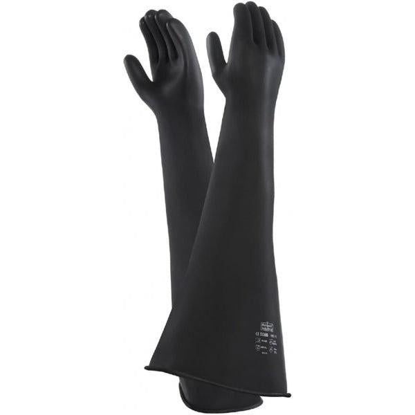 Ansell - 24" Black Latex 47 Mil Rubber Gloves - ME107