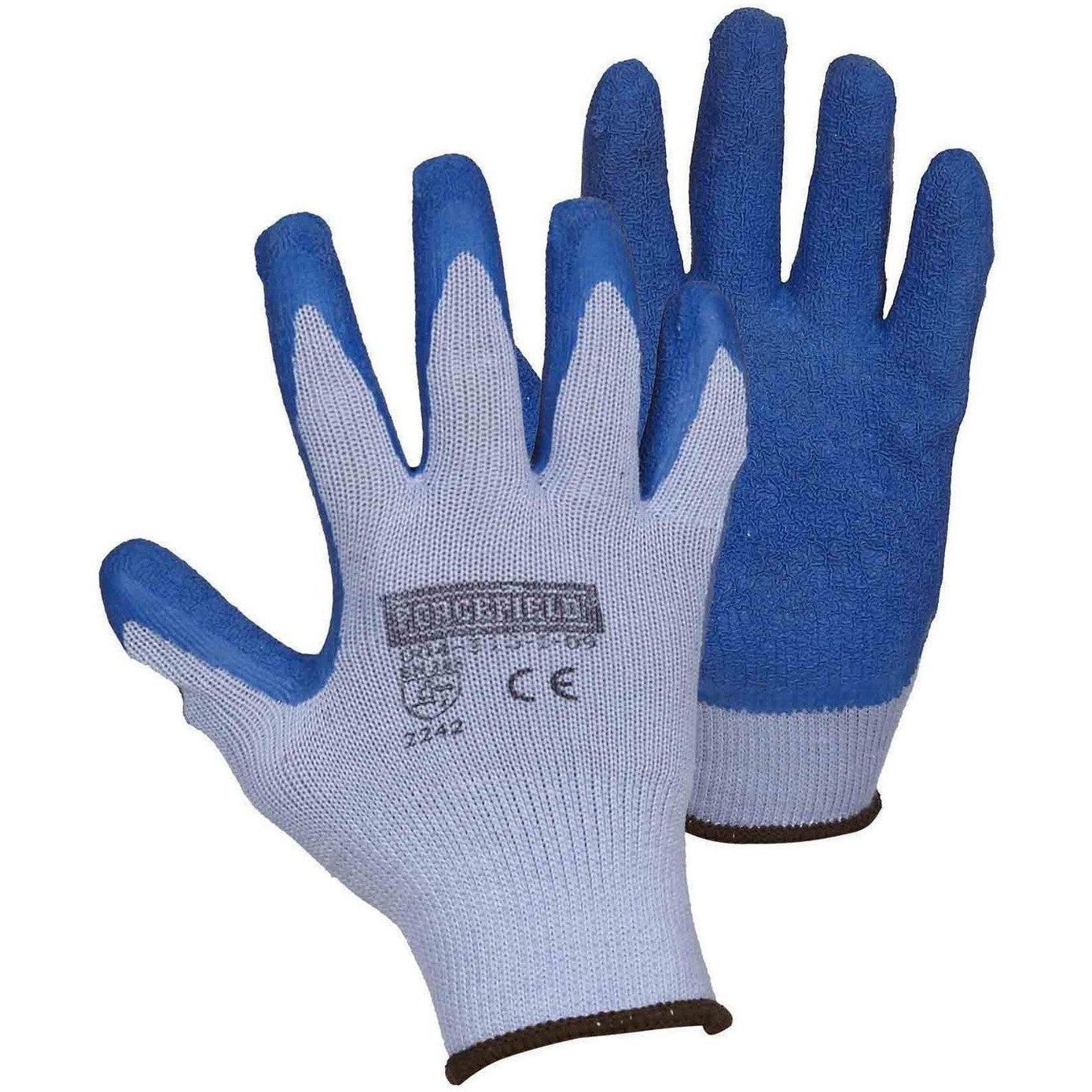 Forcefield - 8" Palm Coated With Blue Crinkle Latex String Knit Work Gloves - 004-310-I-08