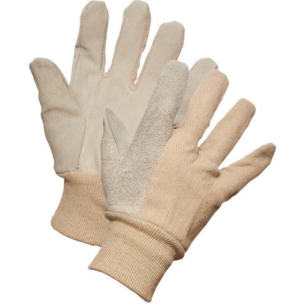 Forcefield - Economy Grade Split Leather Patch Palm Work Gloves with Cotton Knit Wrist Wrist - 015-02510