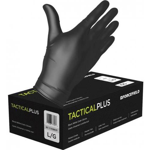 Forcefield - Medium Black Tactical Plus Disposable Powder Free Nitrile Glove, 10bx/cs - 352777BM