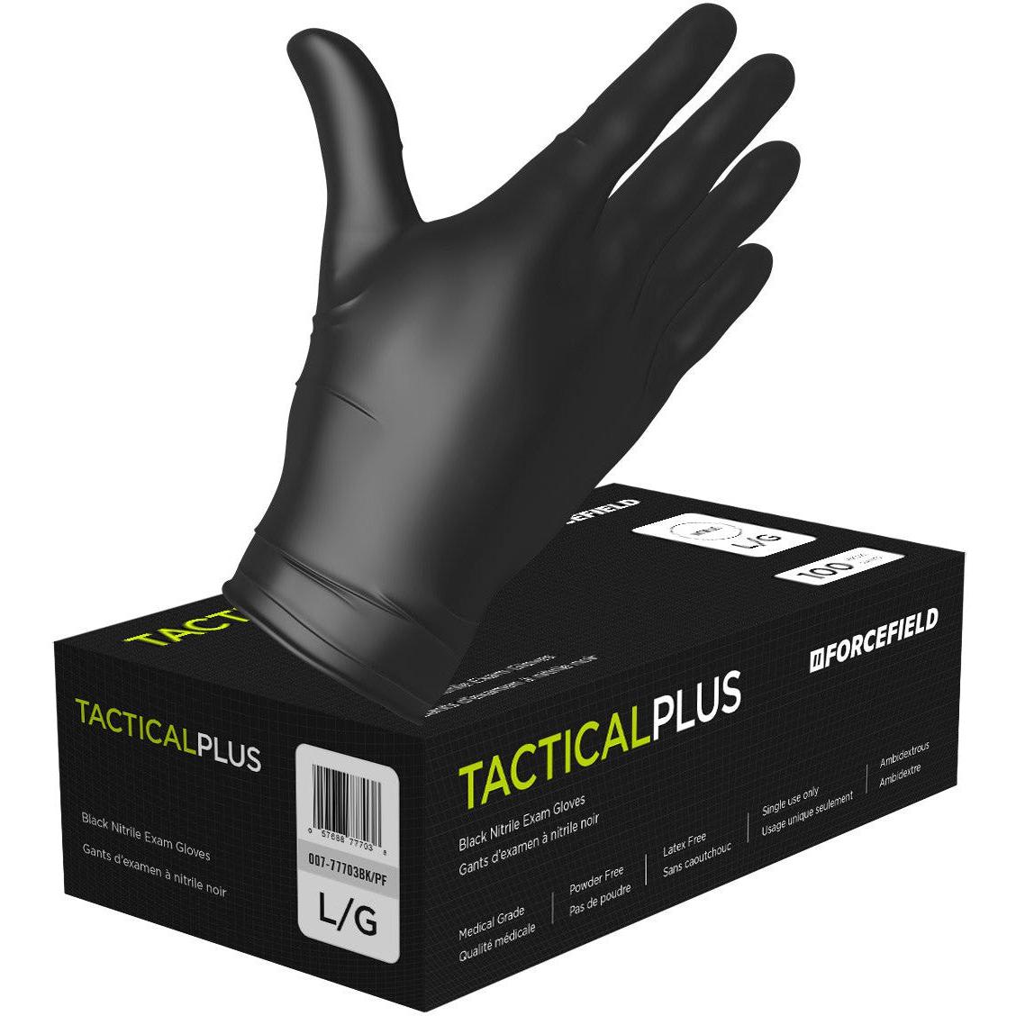 Forcefield - Small Black Tactical Plus Disposable Powder Free Nitrile Glove, 10bx/cs - 352777BS
