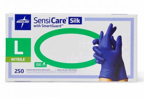 RiteTouch - SensiCare Silk Large PF Nitrile Exam Gloves with SmartGuard Film, 250/bx, 10bx/cs - 3527956