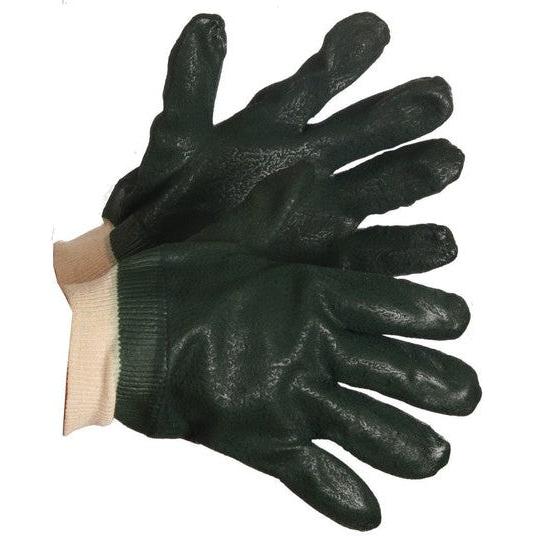Forcefield - Chemical Resistant Green PVC Coated Gloves with Double Dipped Knit Wrist - 013-03030
